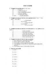 English worksheet: test paper