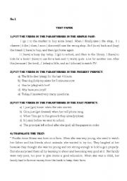 English worksheet: test paper