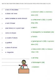 English worksheet: Where can you buy these items???