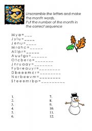 English worksheet: months