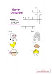 English Worksheet: easter crosword