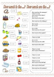 English Worksheet: How much is the ...? How much are the ...? (3)