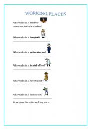 English worksheet: Working places