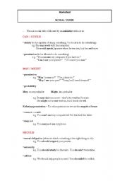 English worksheet: Modal verbs