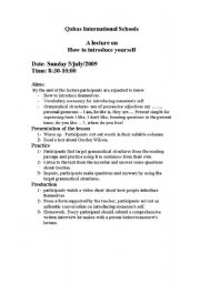 English worksheet: thorough preparation for a lesson