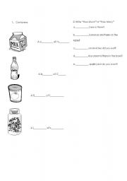 English Worksheet: Food Containers