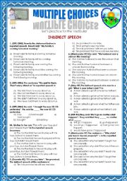 English Worksheet: INDIRECT SPEECH-MULTIPLE CHOICE