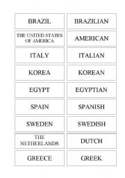 Nationalities Memory Game