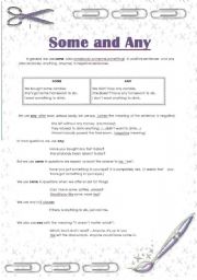 English Worksheet: SOME x ANY