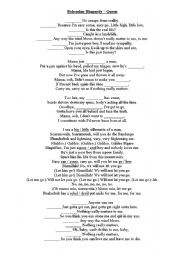 English Worksheet: Bohemian Rhapsody