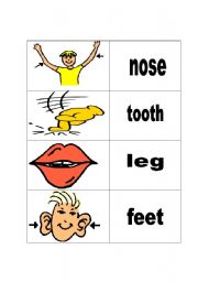 English Worksheet: BODY PARTS DOMINO