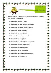 English Worksheet: ADVERBS OF FREQUENCY