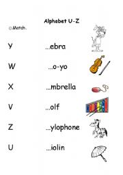 English Worksheet: Alphabet U-Z