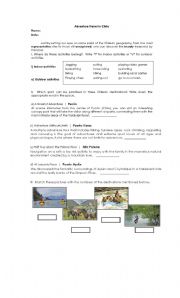 English worksheet: Adventure Travel in Chile (1sth page)