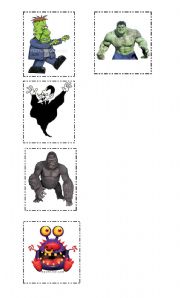 English Worksheet: MONSTERS DESCRIPTION MATCHING GAME (PART 1)