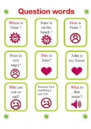 English Worksheet: 26 cards to practise question words