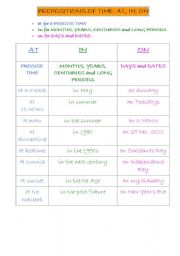 English worksheet: prepositions of time