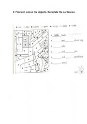 English Worksheet: school objects