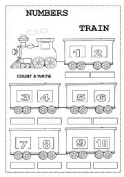 English Worksheet: NUMBERS TRAIN