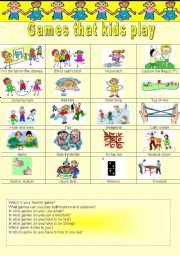 English Worksheet: GAMES THAT CHILDREN PLAY