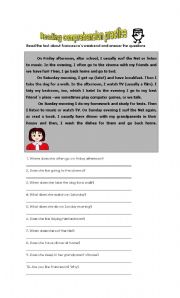 English Worksheet: Reading comprehension practice