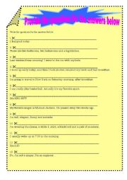 English worksheet: provide the questions for the answers