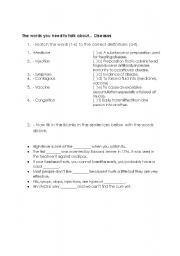 English Worksheet: diseases vocabulary