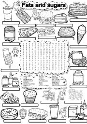 WORDSEARCH FATS AND SUGARS