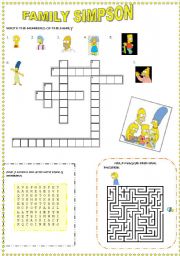 English Worksheet: FAMILY MEMBERS WITH THE SIMPSONS