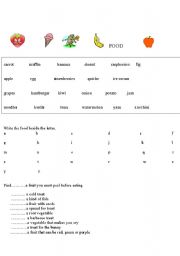 English worksheet: food