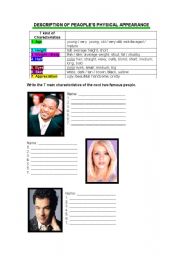 English Worksheet: Description of peoples physical appearance