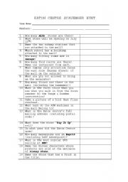 English Worksheet: Eatons Centre Scavenger H46328371763229nt