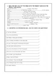 English worksheet: lets practise simple present and present continuous