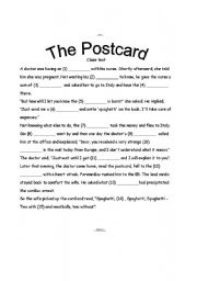 English worksheet: The Postcard ~ funny CLOZE