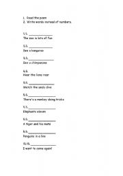 English worksheet: zoo poem (2 pages)