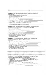 English worksheet: adverbs worksheet