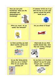 English Worksheet: Conversation Cards (part 4/4) - Travelling, holidays