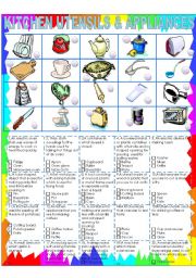 English Worksheet: kITCHEN UTENSILS AND APPLIANCES