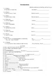 English Worksheet: Basic Introductions And A Practice Convo