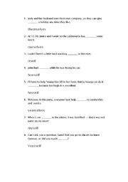 English Worksheet: reflexive pronoun worksheet