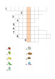 English Worksheet: food crossword