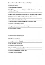 English worksheet: Past Simple regular and irregular verbs