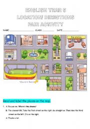 English Worksheet: WRITING SKILL ON DIRECTION PLACE