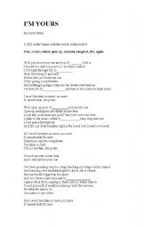 English Worksheet: Im yours