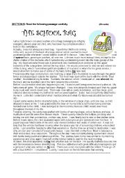 English Worksheet: The School Bag