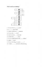 English Worksheet: Portuguese Crosswords