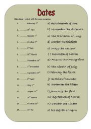 English Worksheet: Date and month