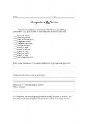 English worksheet: Storytellers Reflection