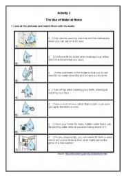 English Worksheet: The Use of Water at Home