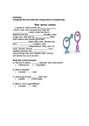 English Worksheet: men versus women